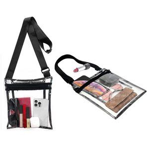 Adjustable Strap Clear Stadium Approved  Crossbody Bag Purse  (Black)